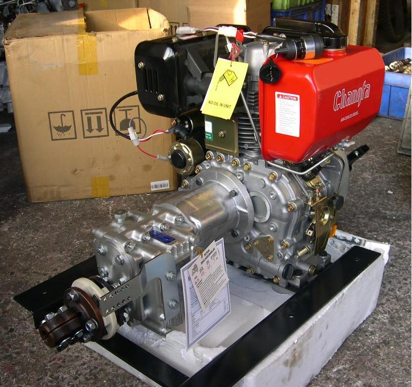 Air cooled diesel with reverse gear transmission
